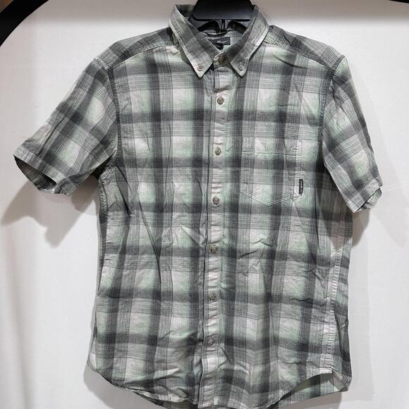 Eddie Bauer Other - Eddie Bauer Shirt Mens Medium Gray Green Plaid Short Sleeve Button-Down Casual